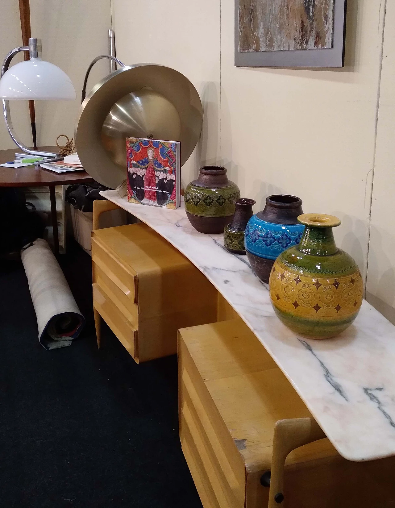 Cassettiera in acero con piano in marmo attribuita a Vittorio Dassi, anni '50 6