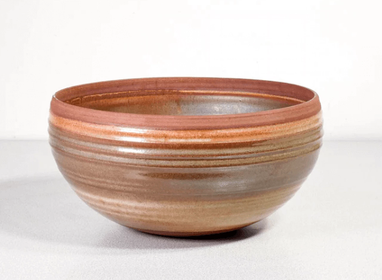 Bowl in glazed terracotta by Nanni Valentini for Arcore Ceramica, 1950s 1