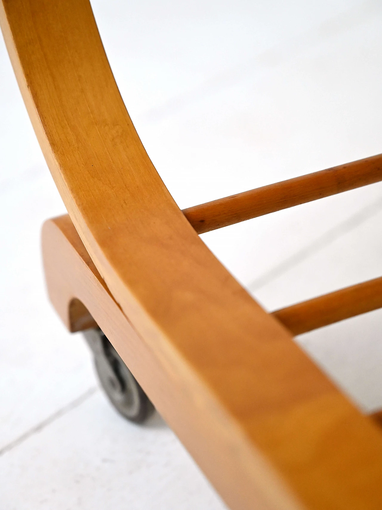 Art Deco wood and glass trolley with wheels, 1930s 10