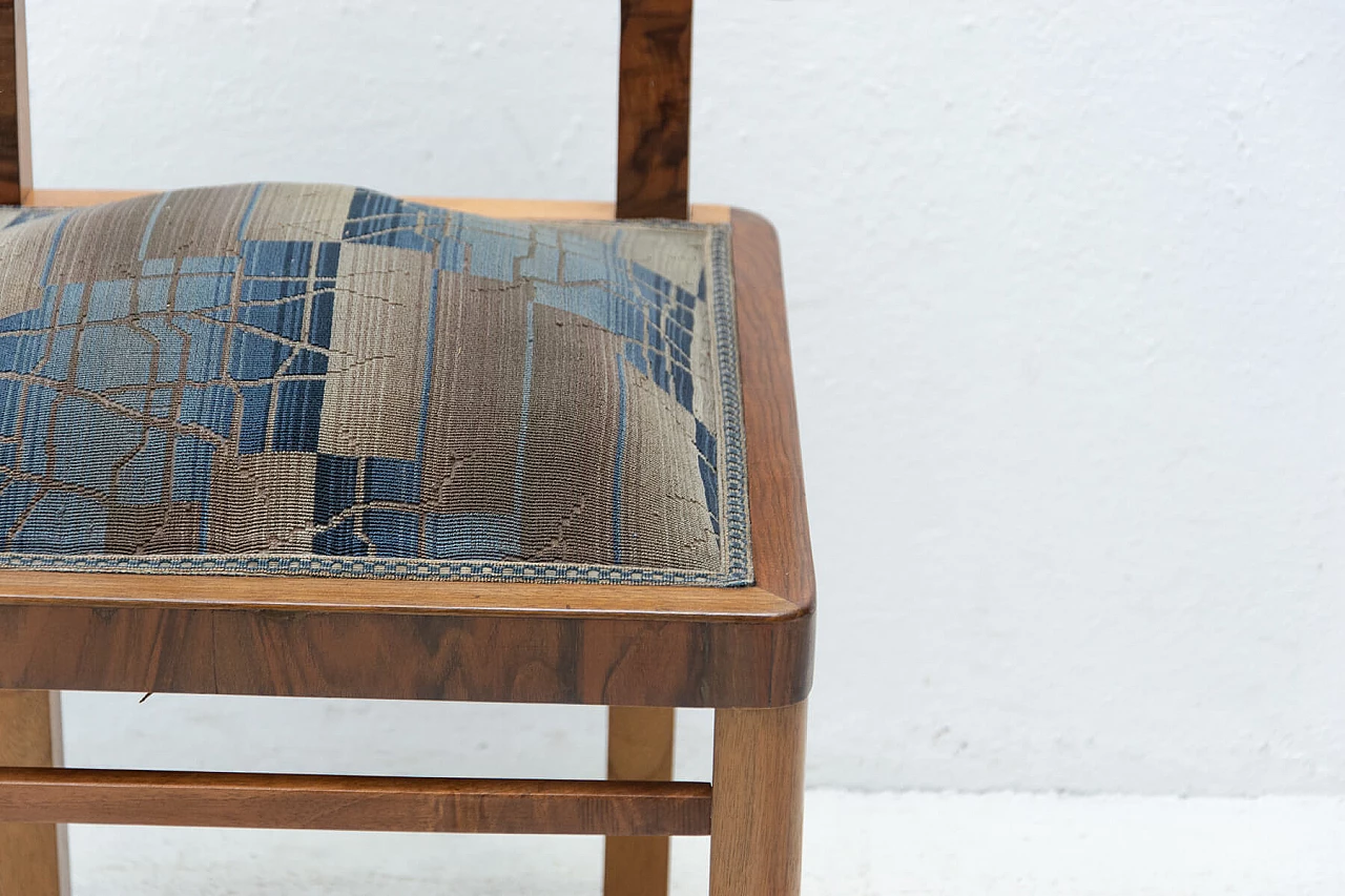 3 Art Deco walnut veneer dining chairs, 1930s 12