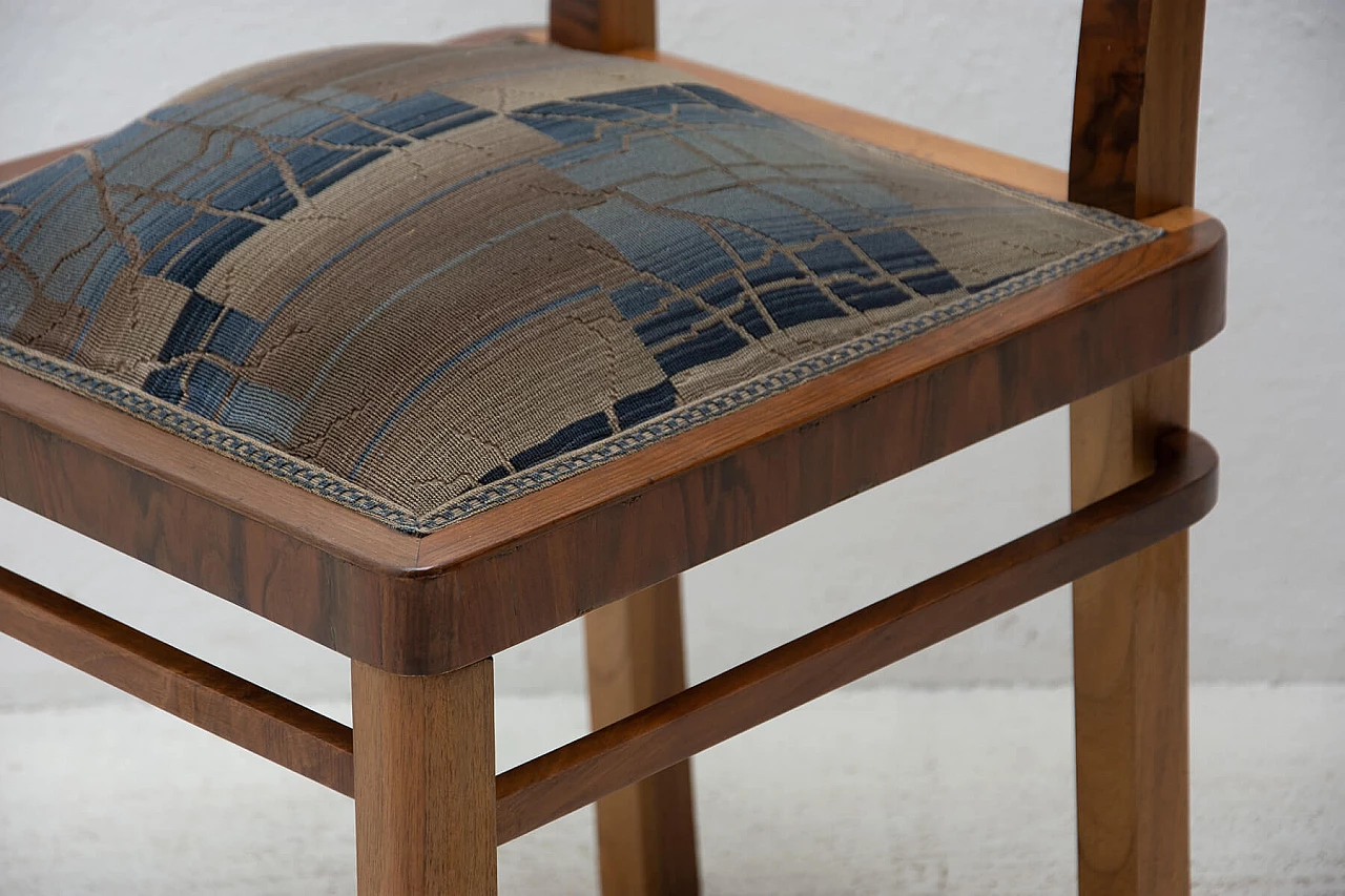 3 Art Deco walnut veneer dining chairs, 1930s 15