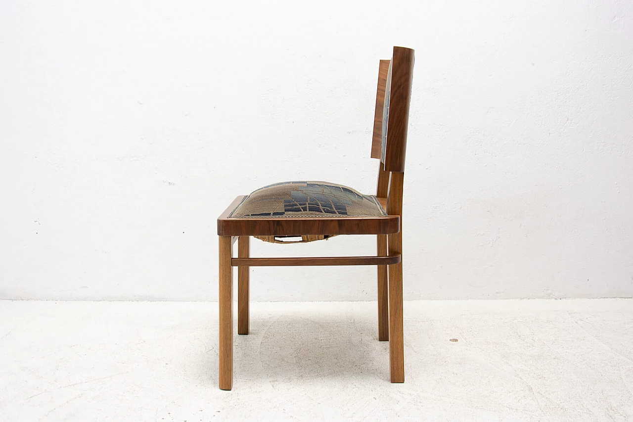 3 Art Deco walnut veneer dining chairs, 1930s 16