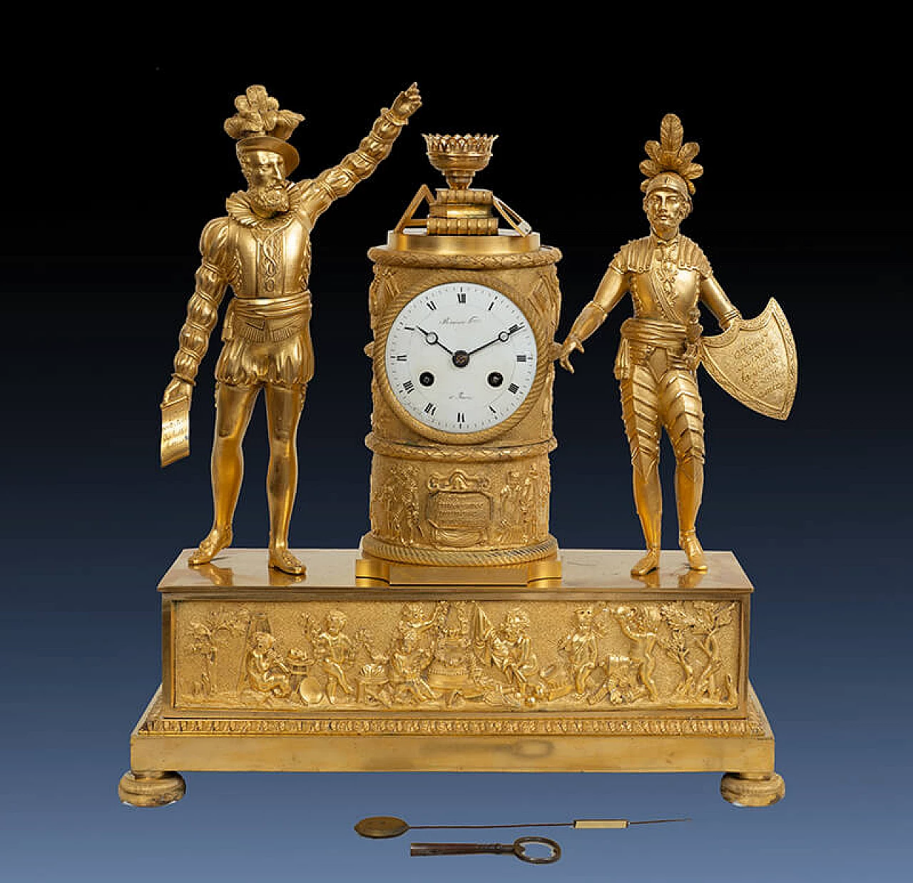 Orologio Impero in bronzo dorato dedicato a Carlo X, inizio '800 1