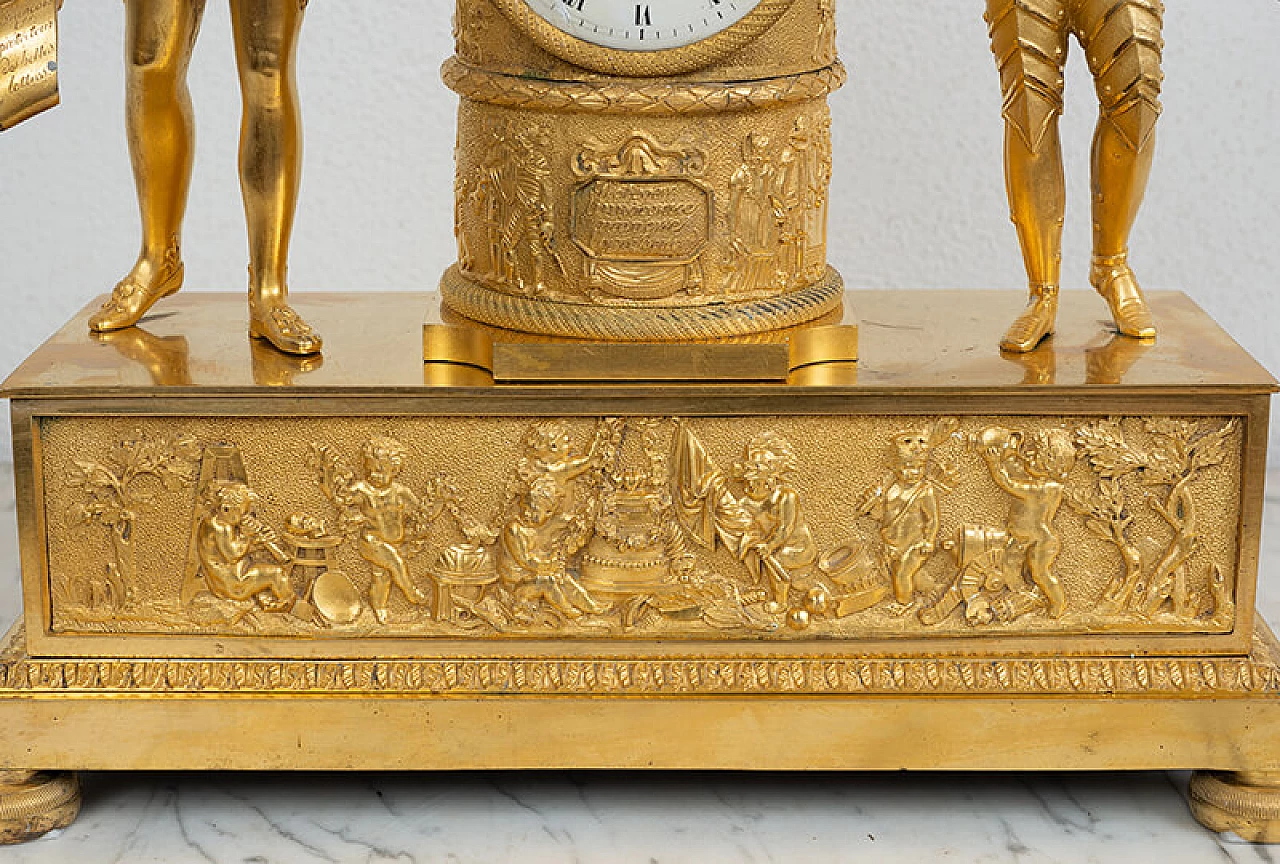 Empire clock in gilt bronze dedicated to Charles X, early 19th century 2