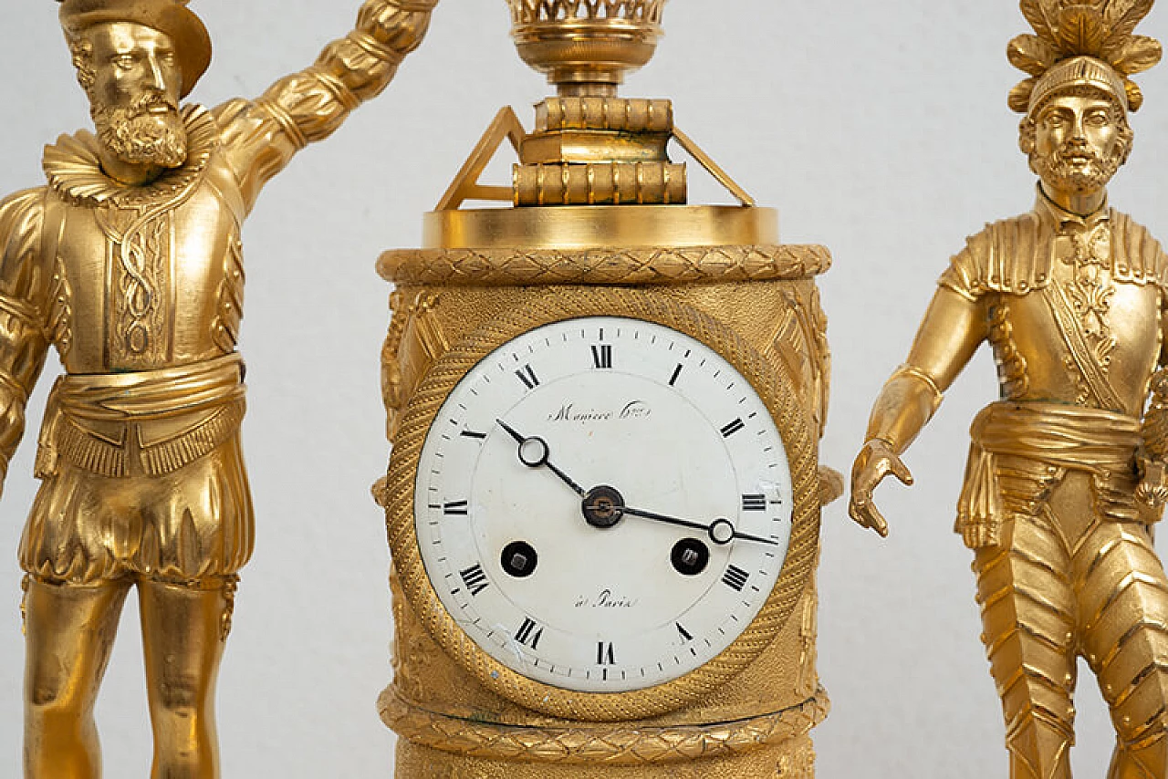 Empire clock in gilt bronze dedicated to Charles X, early 19th century 3