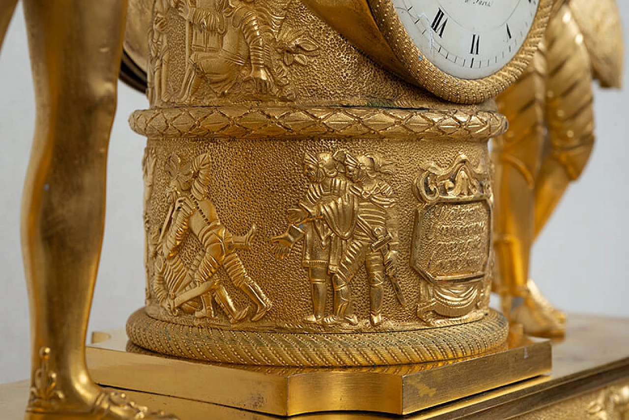 Empire clock in gilt bronze dedicated to Charles X, early 19th century 4