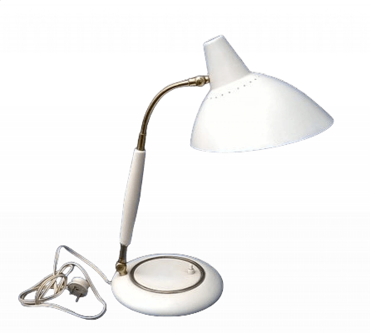 D941 table lamp in aluminium, brass and wood by Stilnovo, 1950s 8