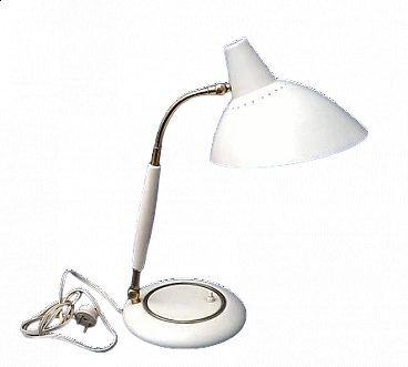 D941 table lamp in aluminium, brass and wood by Stilnovo, 1950s