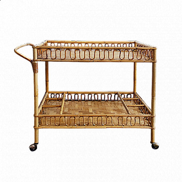 Bamboo and rattan bar cart by Franco Albini, 1960s