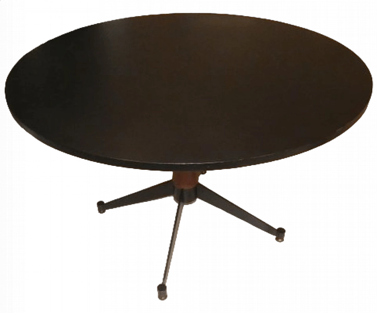 Rosewood round table with metal base, 1950s 9
