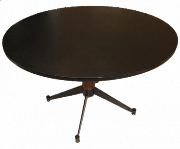 Rosewood round table with metal base, 1950s