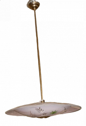 Glass and metal disc chandelier, 1950s