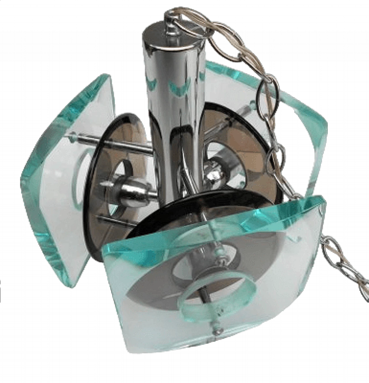 Chandelier in colored crystal attributed to Fontana Arte, 1960s 12