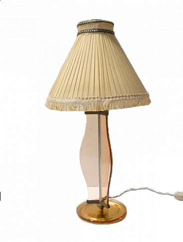 Lamp in pink glass and brass by Pietro Chiesa for Fontana Arte, 1930s
