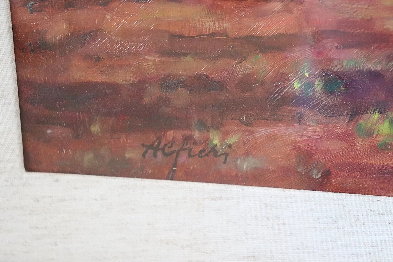 Alfieri Manlio, Uliveto a Tarquinia, olio su tela, anni '70 4