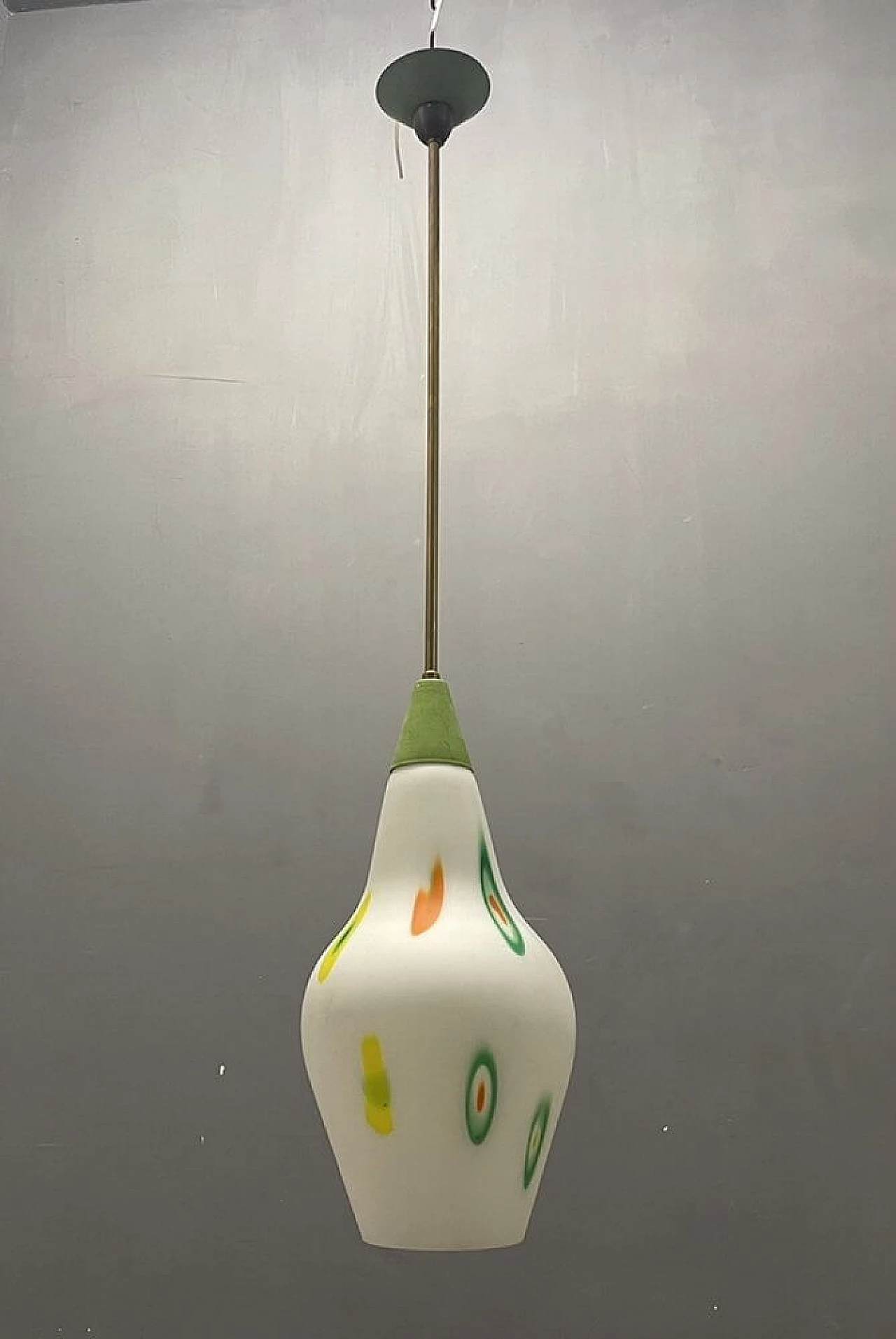 Opaline glass pendant lamp, 1950s 5