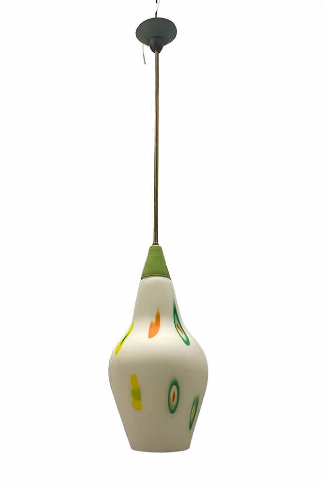 Opaline glass pendant lamp, 1950s 7