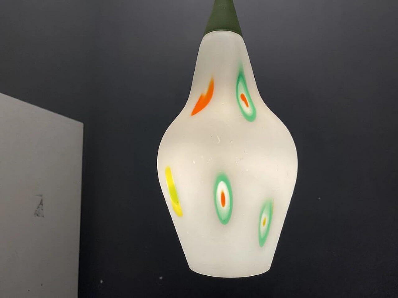 Opaline glass pendant lamp, 1950s 9