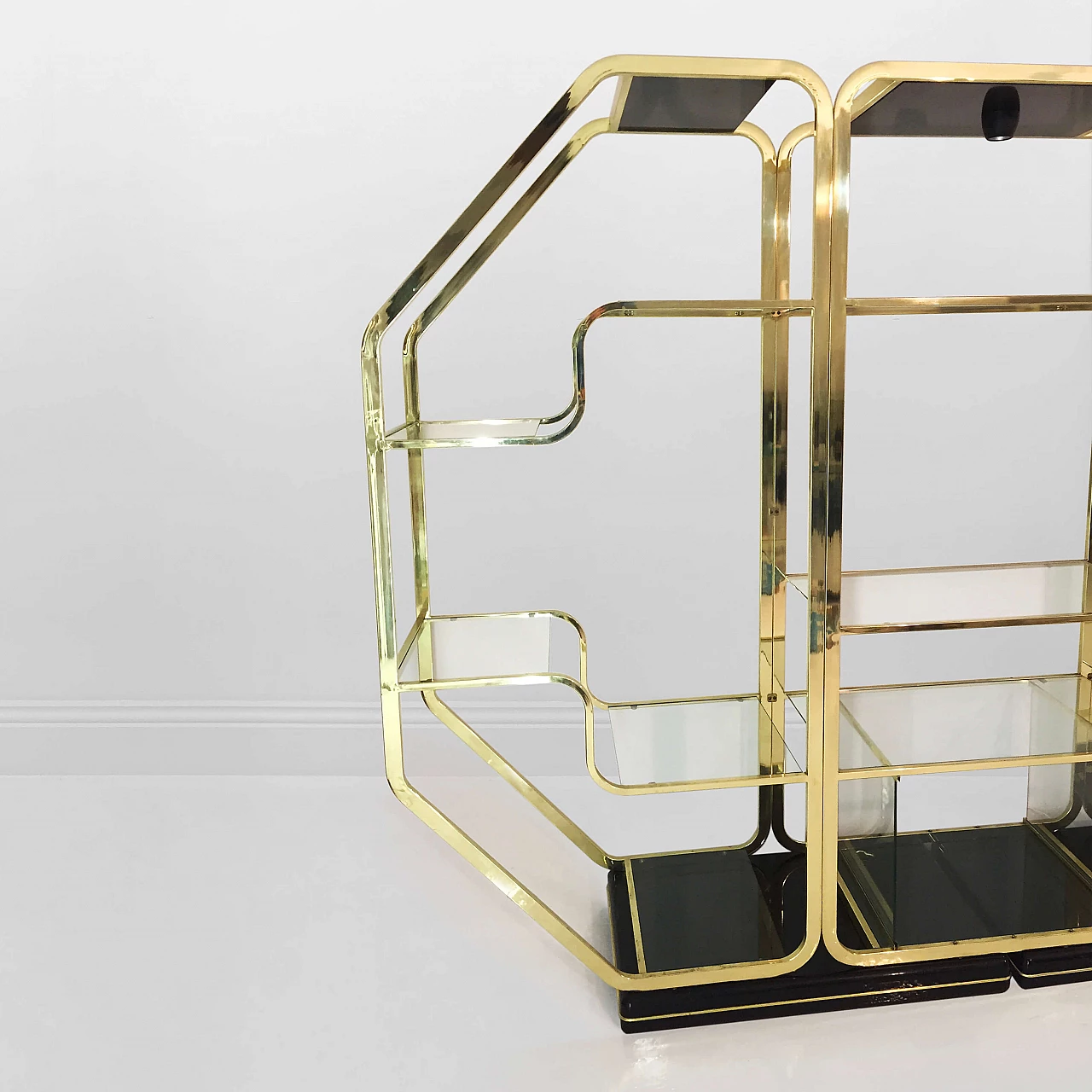Octagonal brass and glass bookcase in the style of Romeo Rega, 1970s 6