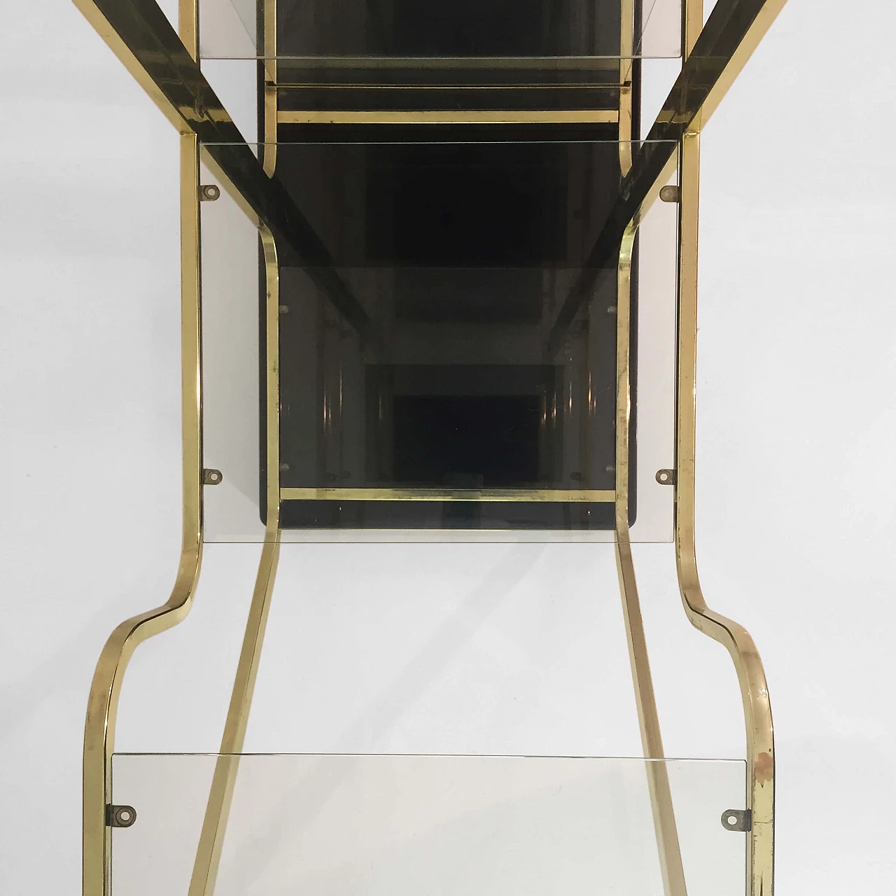 Octagonal brass and glass bookcase in the style of Romeo Rega, 1970s 9