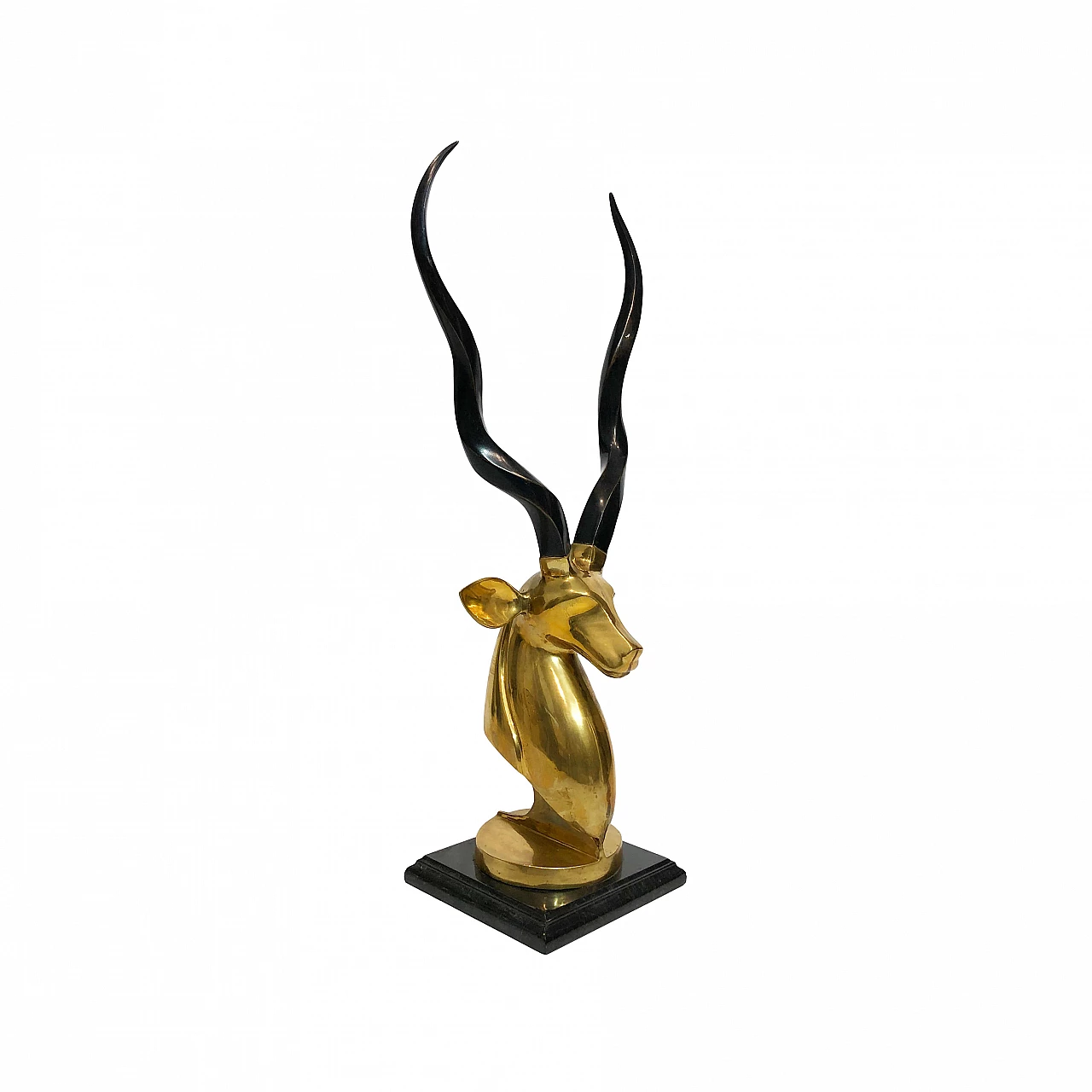 Brass sculpture of antelope head by Karl Springer, 1970s 1
