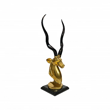Brass sculpture of antelope head by Karl Springer, 1970s