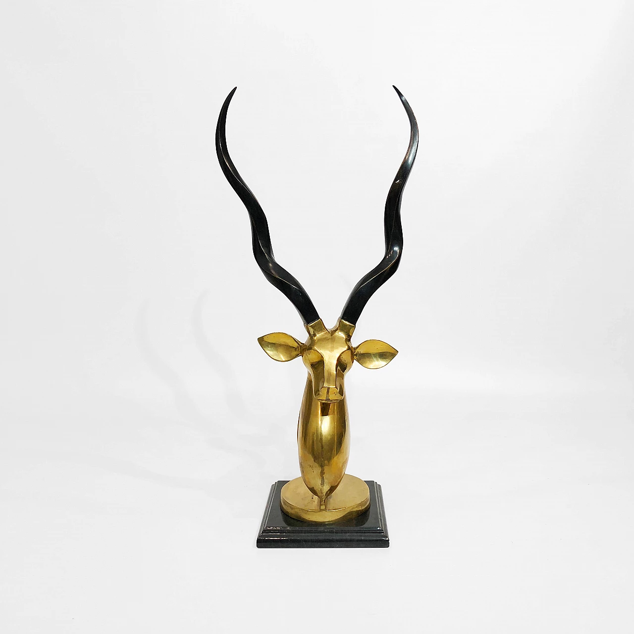 Scultura di testa di antilope in ottone di Karl Springer, anni '70 3
