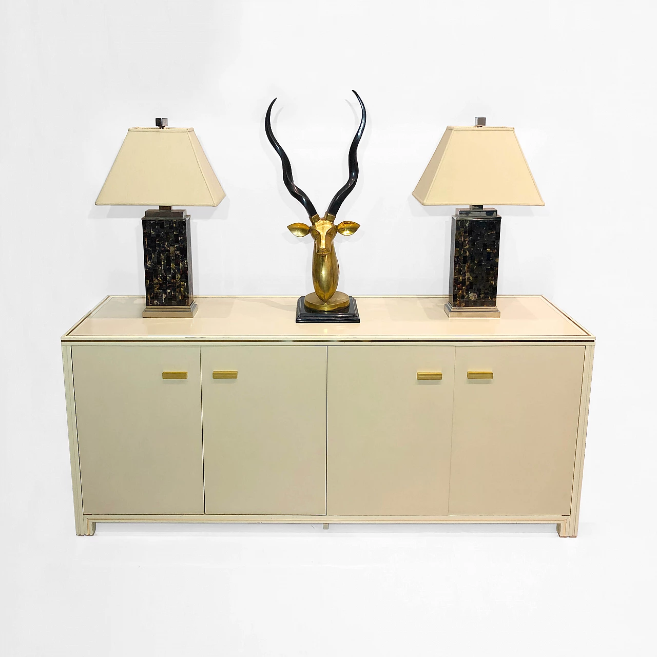 Brass sculpture of antelope head by Karl Springer, 1970s 4