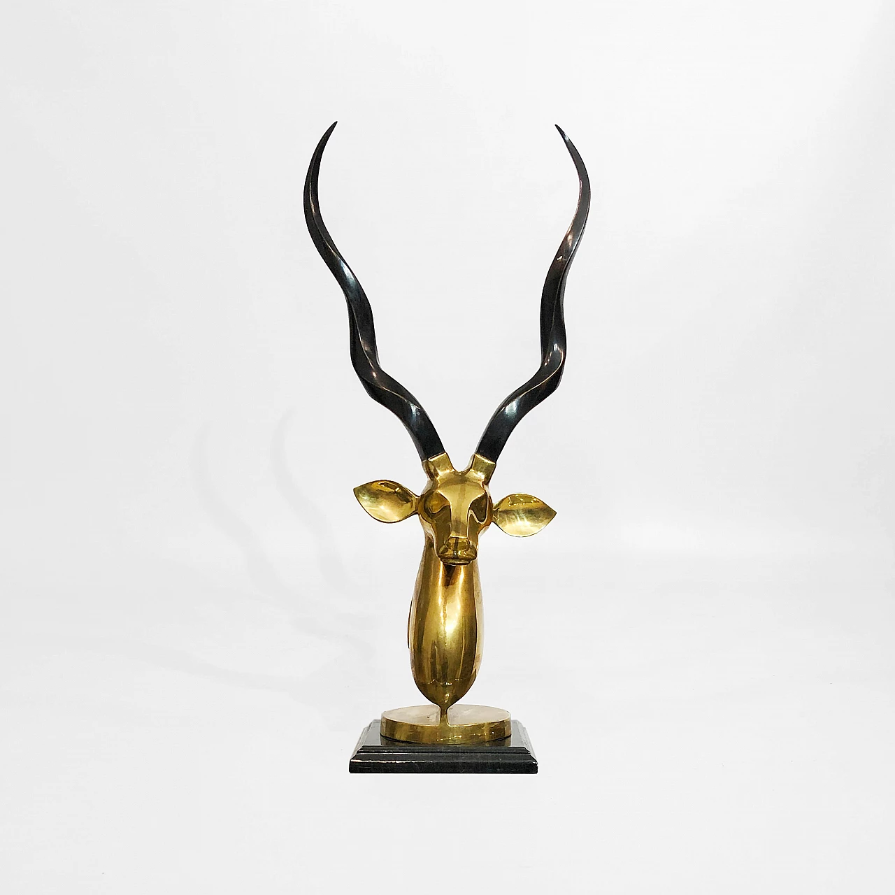Brass sculpture of antelope head by Karl Springer, 1970s 6