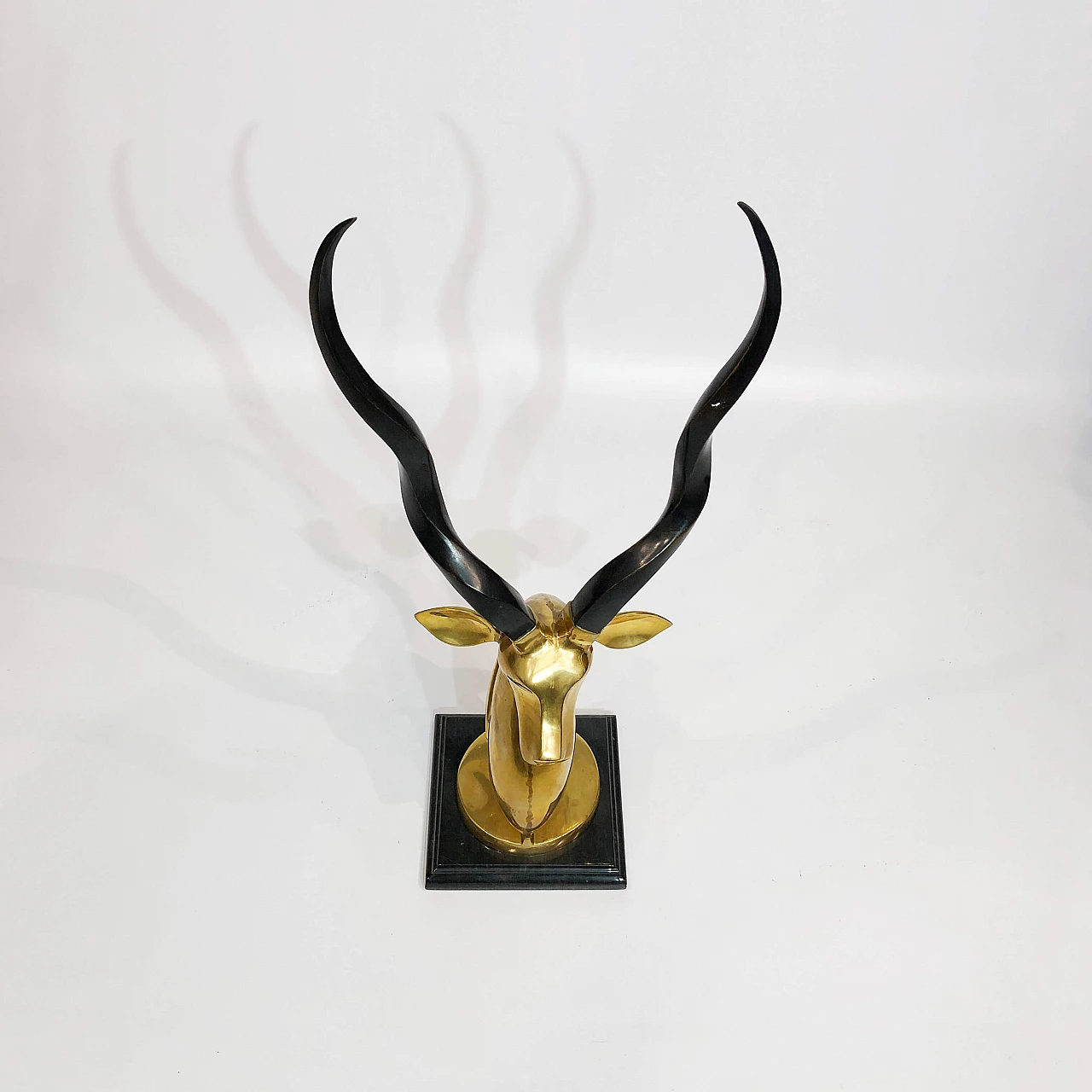 Brass sculpture of antelope head by Karl Springer, 1970s 7