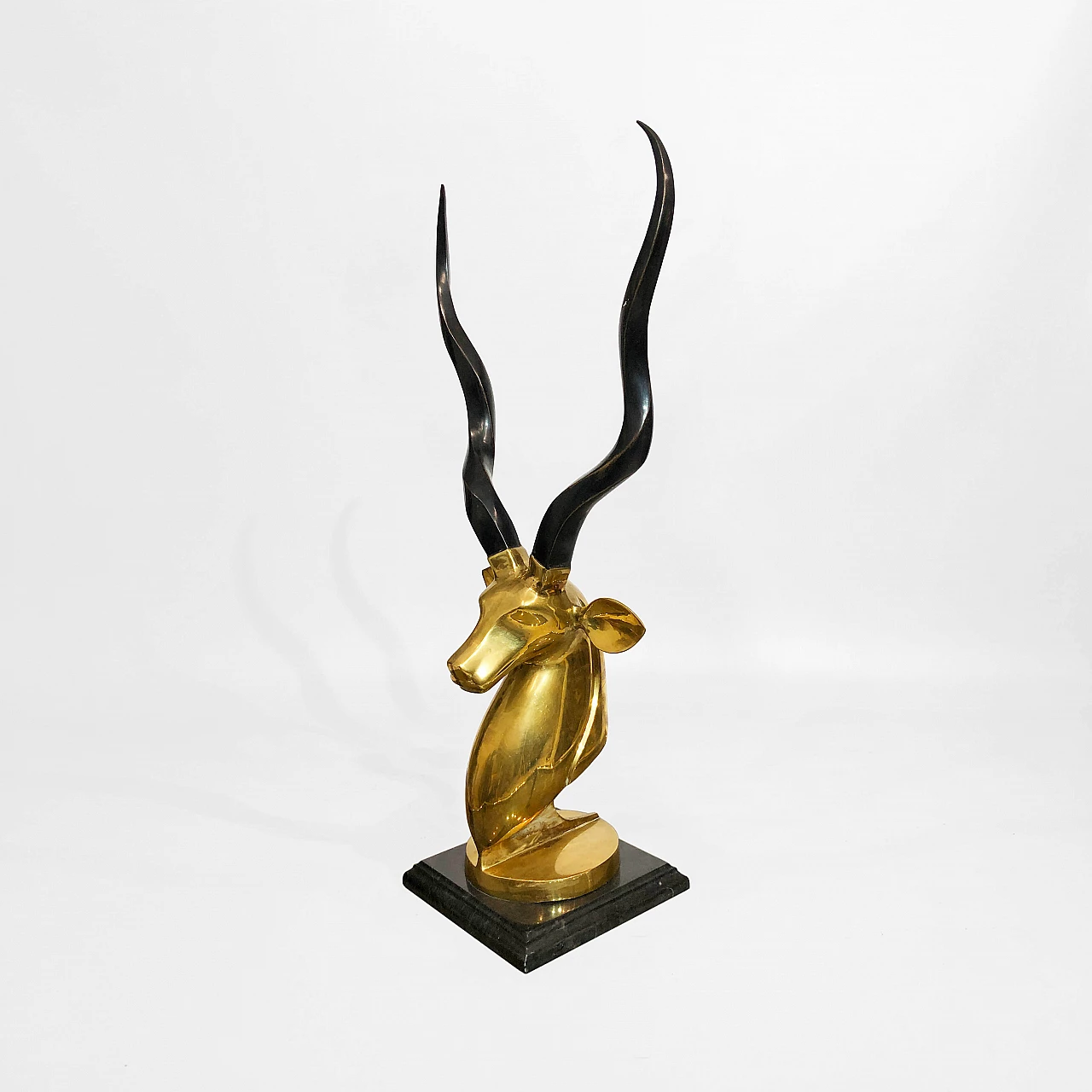 Brass sculpture of antelope head by Karl Springer, 1970s 8