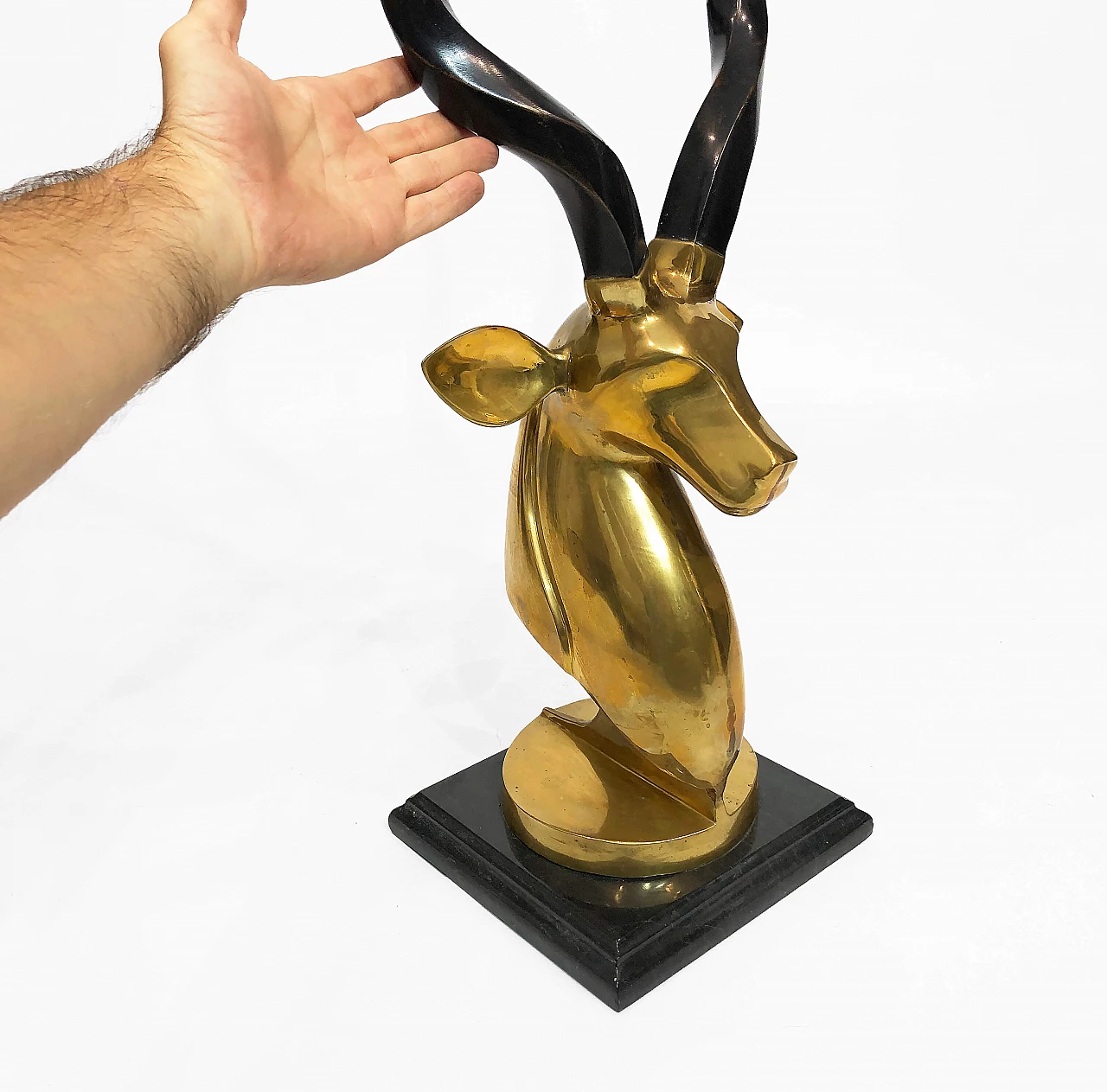 Brass sculpture of antelope head by Karl Springer, 1970s 11
