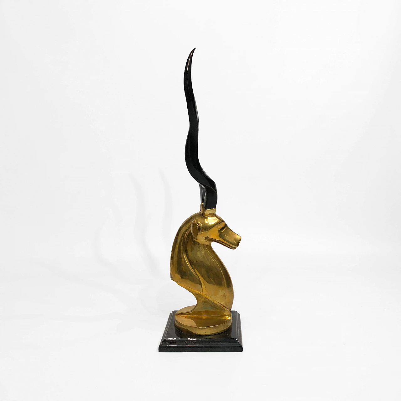 Brass sculpture of antelope head by Karl Springer, 1970s 13