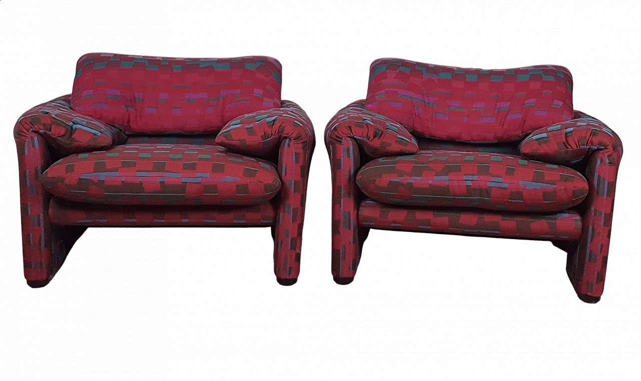 Coppia di poltrone Maralunga di Vico Magistretti per Cassina, anni '70 15