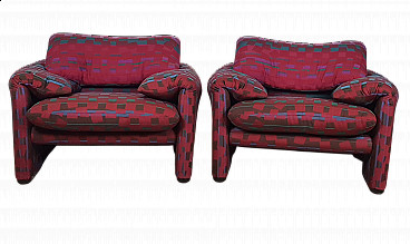 Pair of Maralunga armchairs by Vico Magistretti for Cassina, 1970s