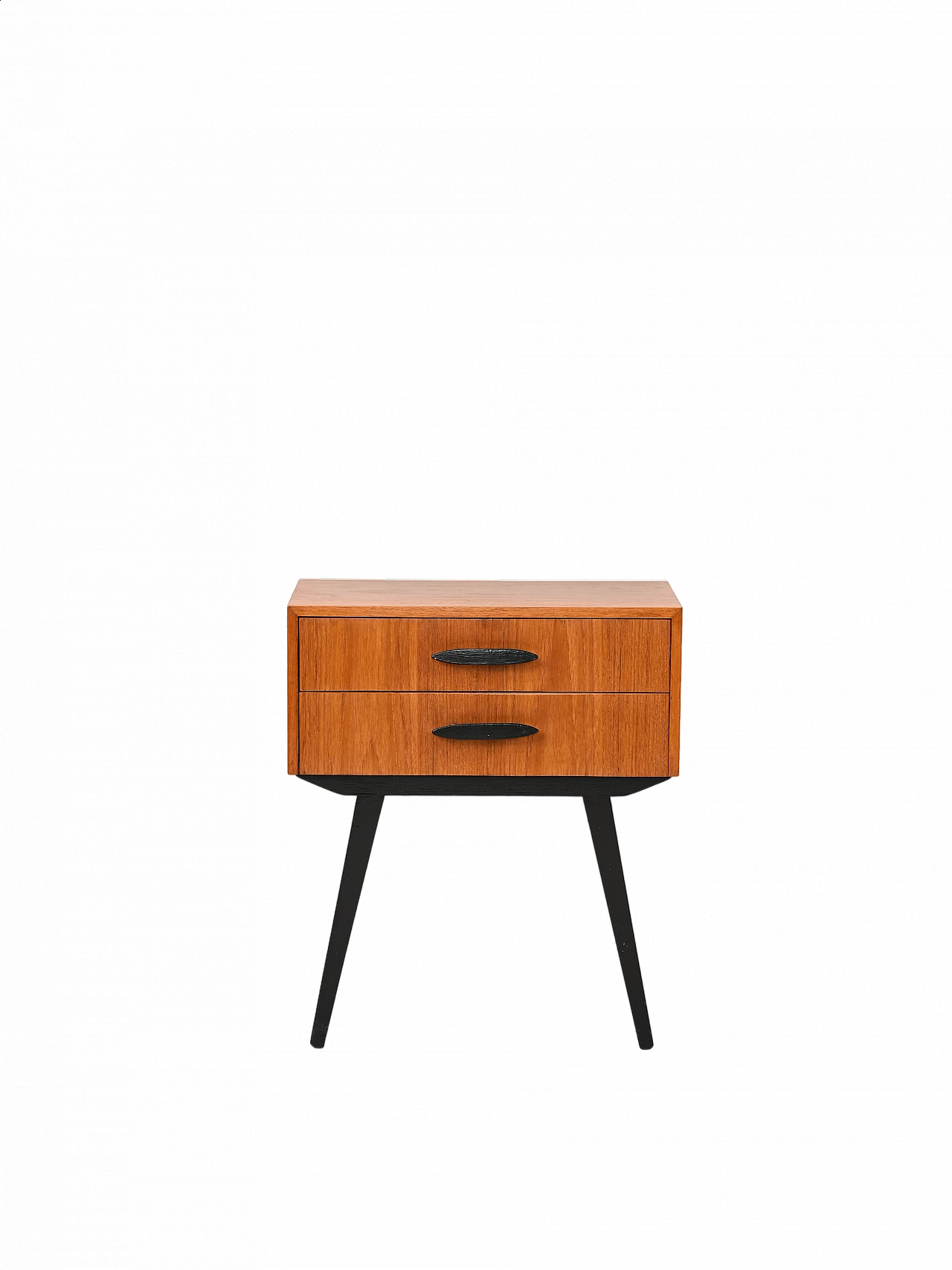 Two-tone teak bedside table with two drawers, 1960s 11
