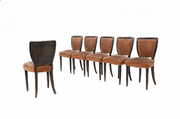 6 Sedie in legno con borchie di Melchiorre Bega, anni '50