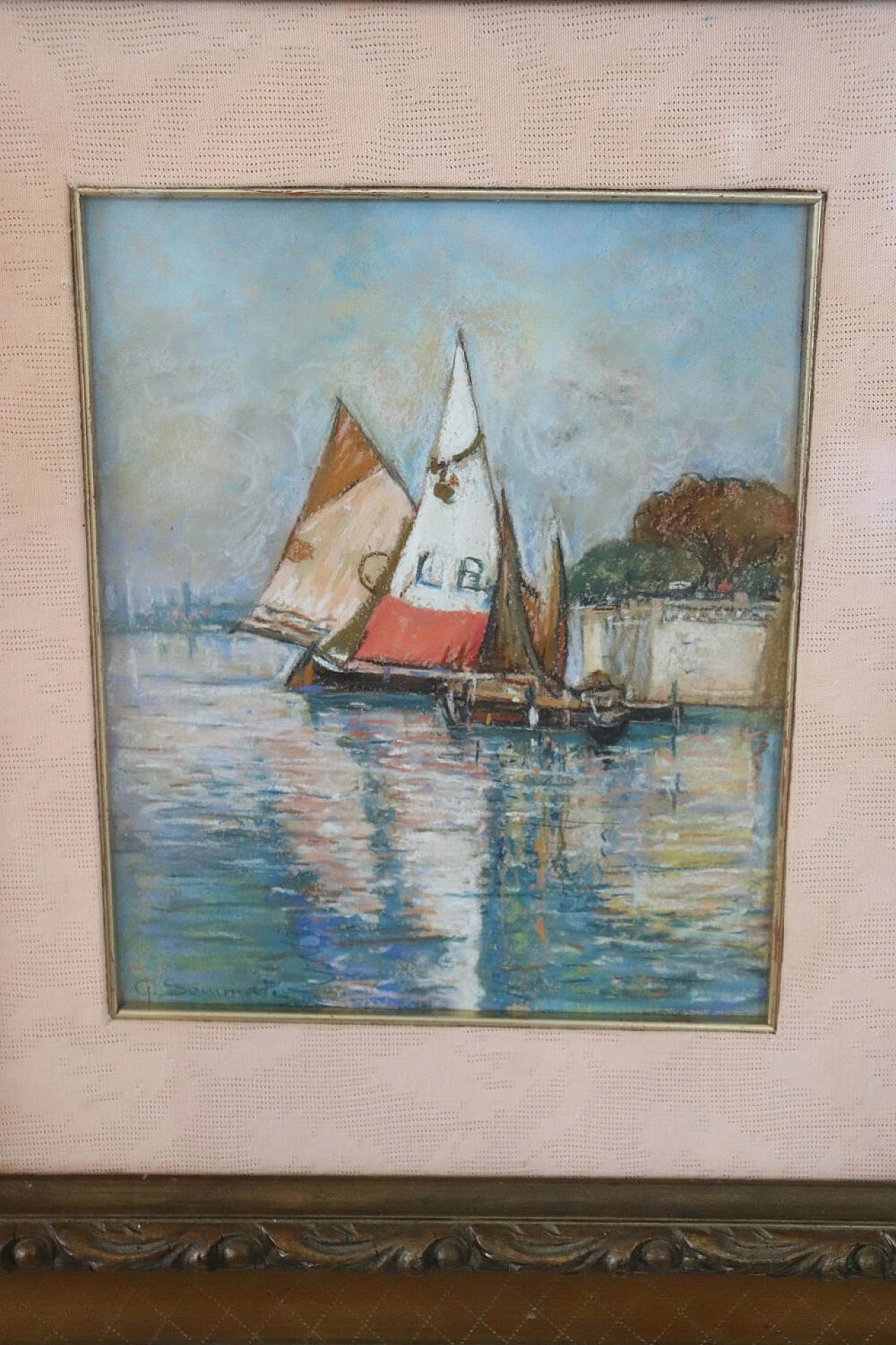 Giulio Sommati, Sailing boats, pastels on cardboard, 1910s 2