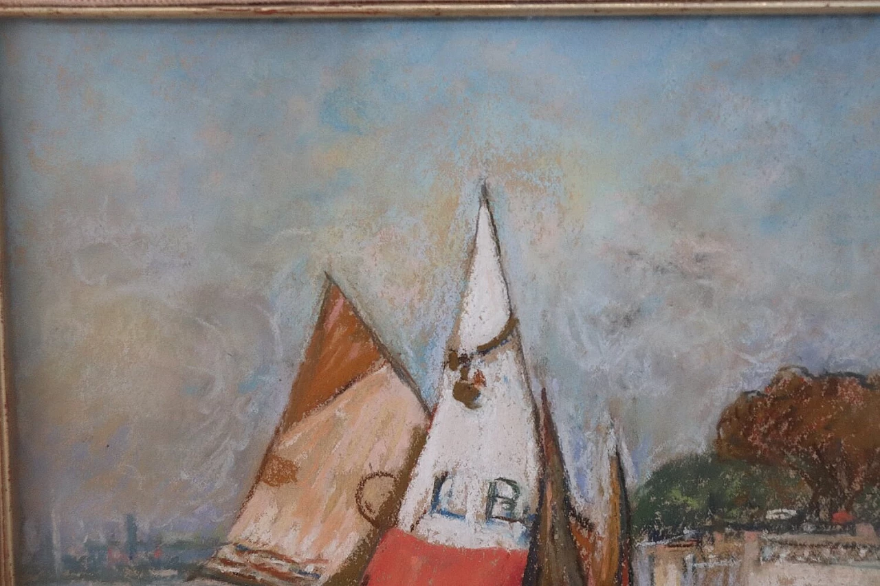 Giulio Sommati, Sailing boats, pastels on cardboard, 1910s 4
