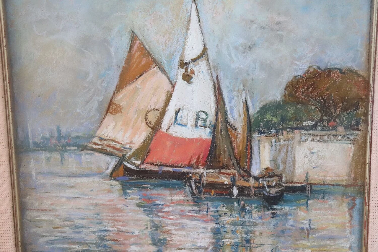 Giulio Sommati, Sailing boats, pastels on cardboard, 1910s 5