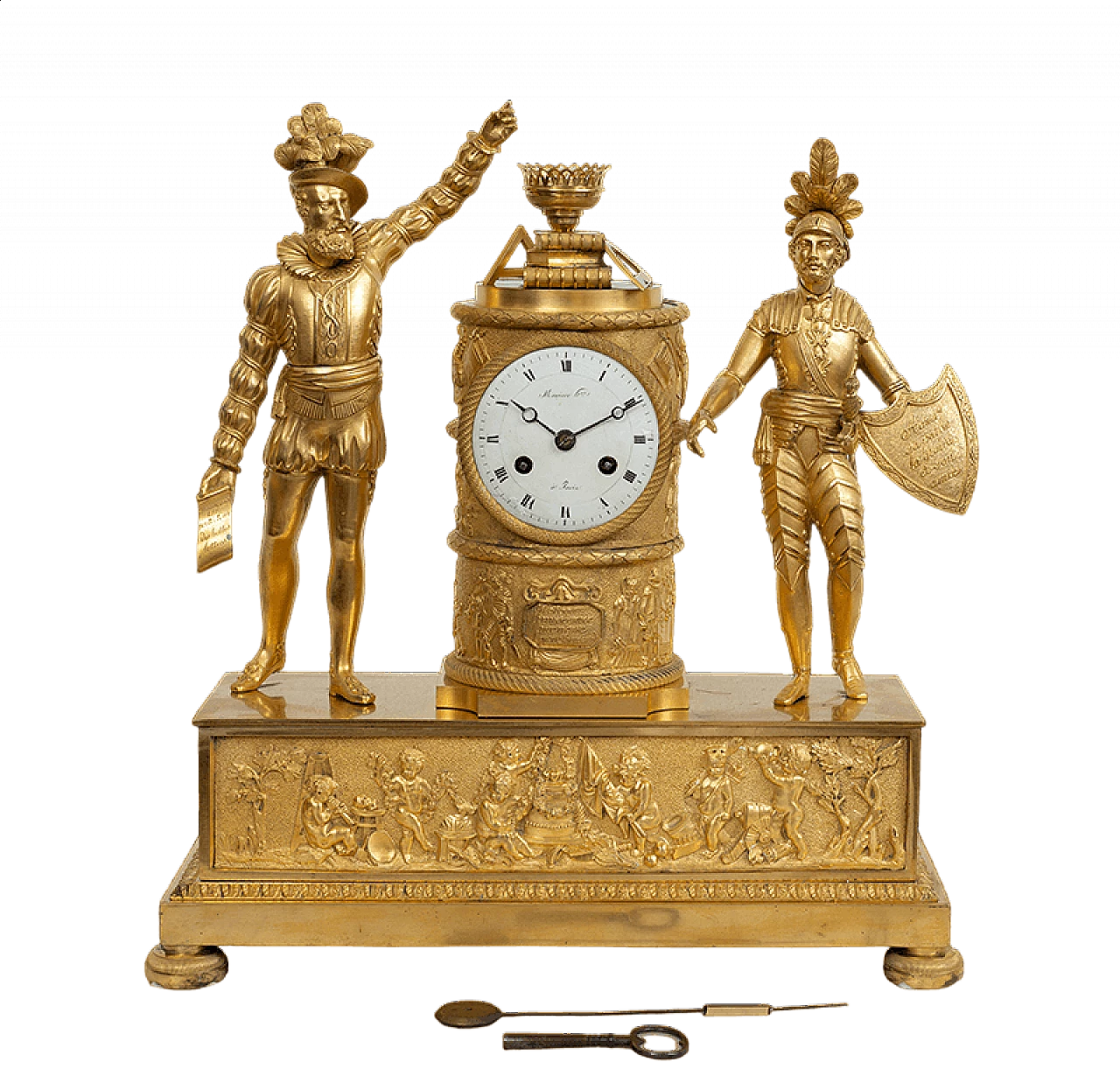 Empire clock in gilt bronze dedicated to Charles X, early 19th century 8