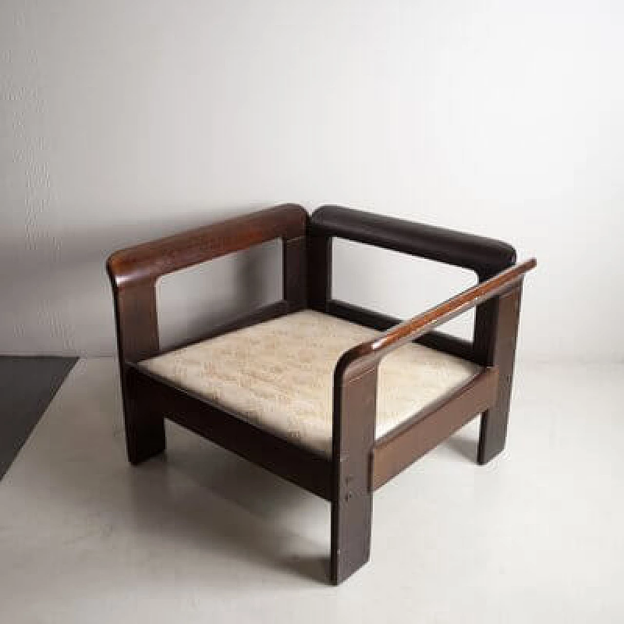 Dark walnut armchair by Silvano Passi, 1970s 6