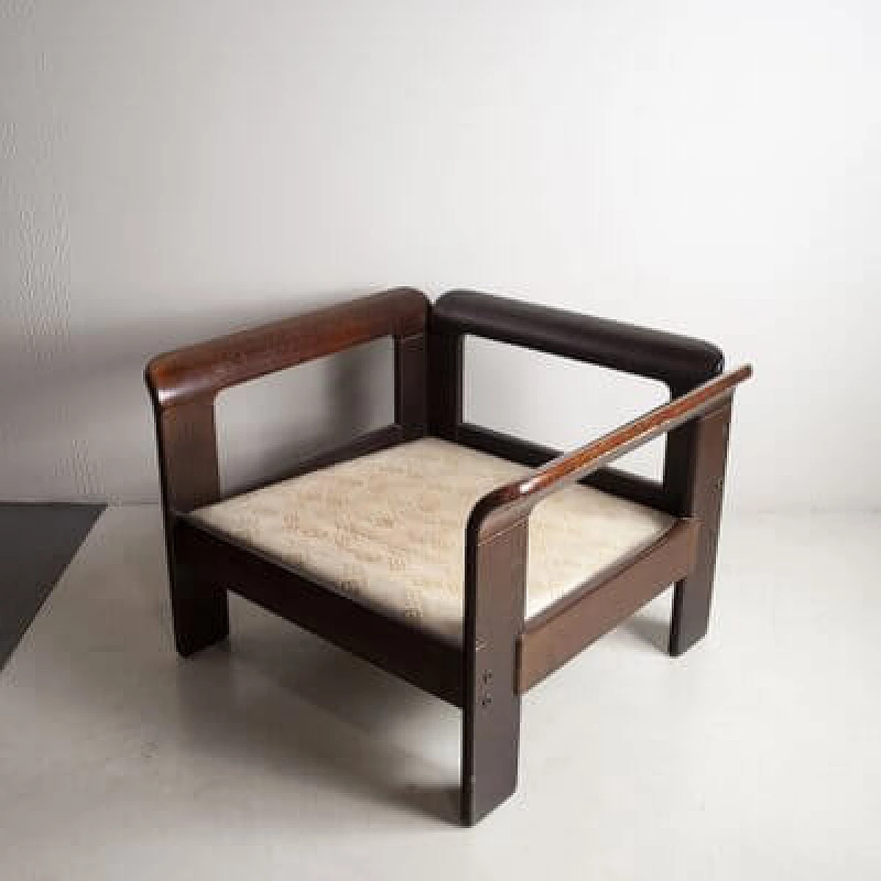 Dark walnut armchair by Silvano Passi, 1970s 7