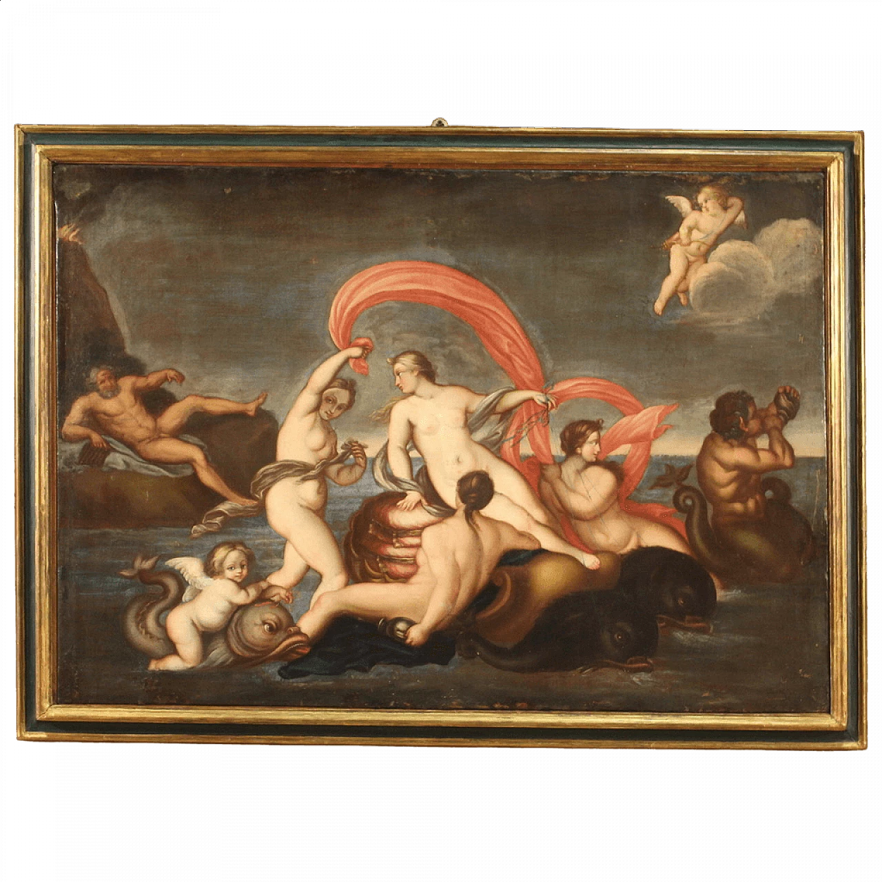 Italian painting of the Triumph of Galatea, oil on canvas, 18th century 16