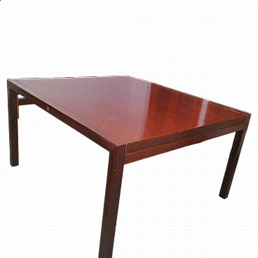 Tavolo in legno con profilo in ottone di Pierre Balmain, anni '80