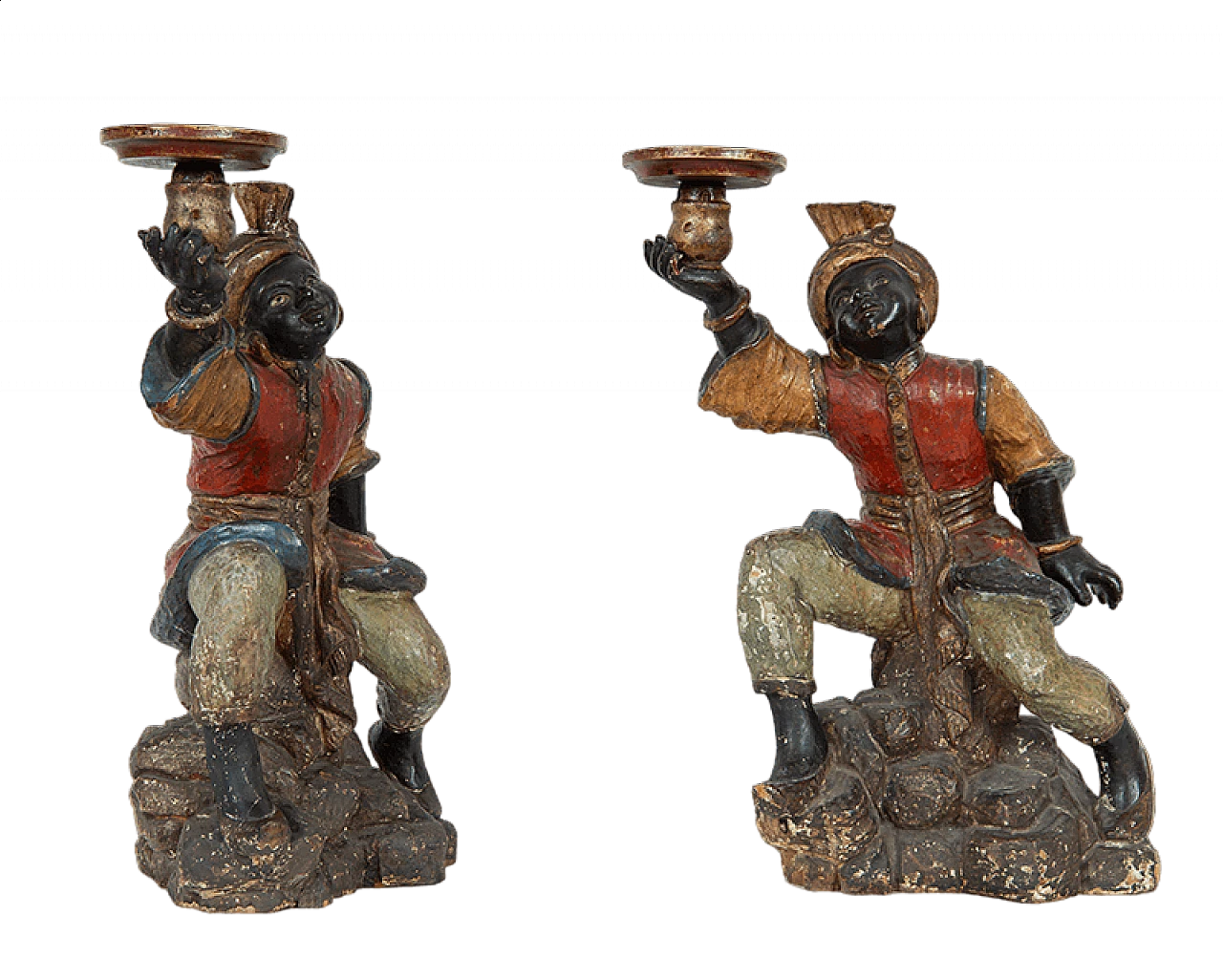 Coppia di Mori veneziani in legno policromo, '800 4