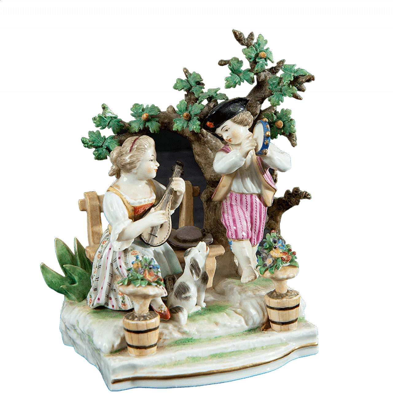 Sculpture of pair of players in Capodimonte porcelain, early 20th century 5