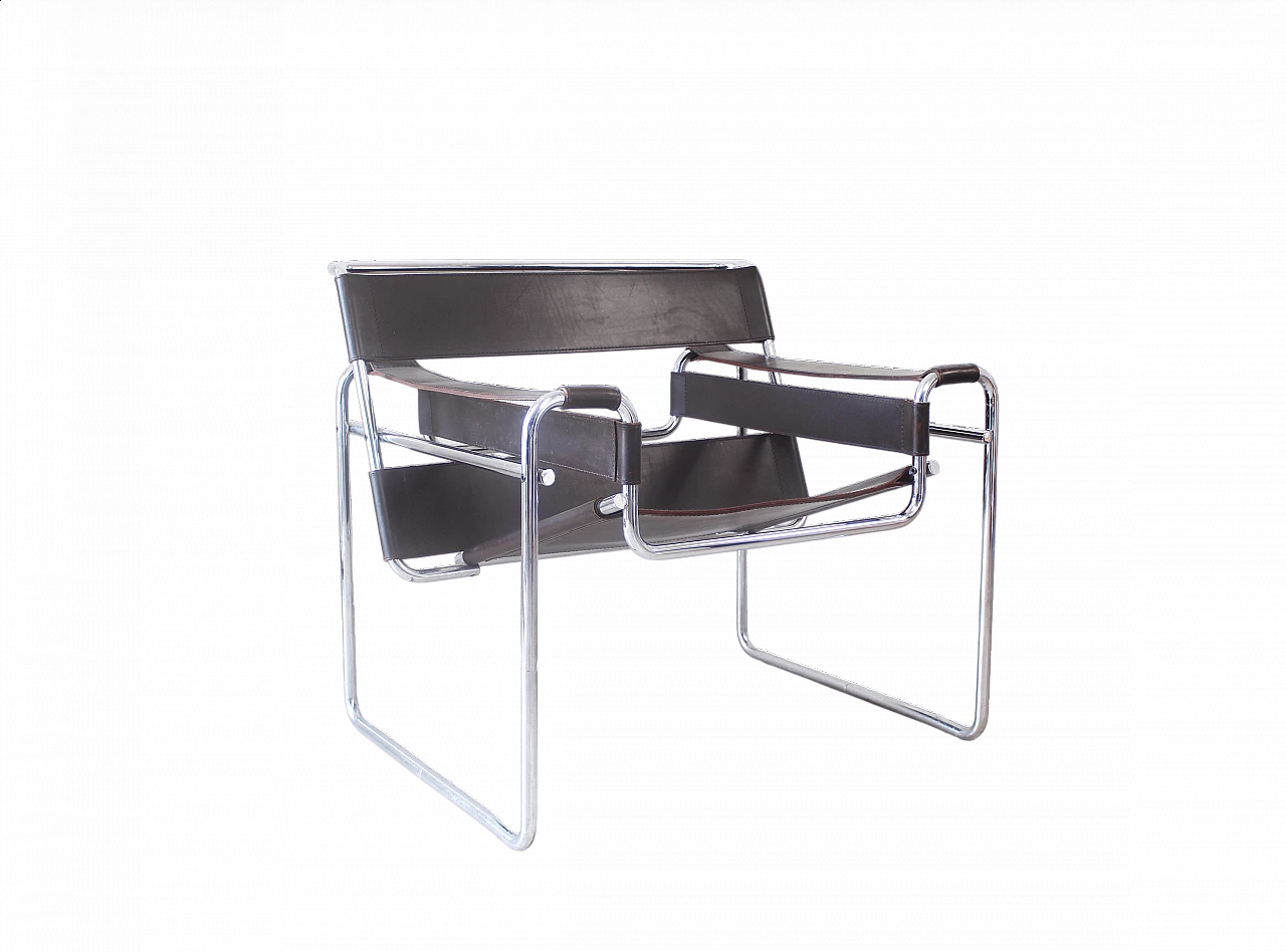 Wassily brown leather chair by Marcel Breuer for Gavina, 1970s 8