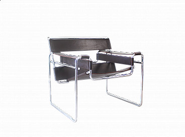 Wassily brown leather chair by Marcel Breuer for Gavina, 1970s