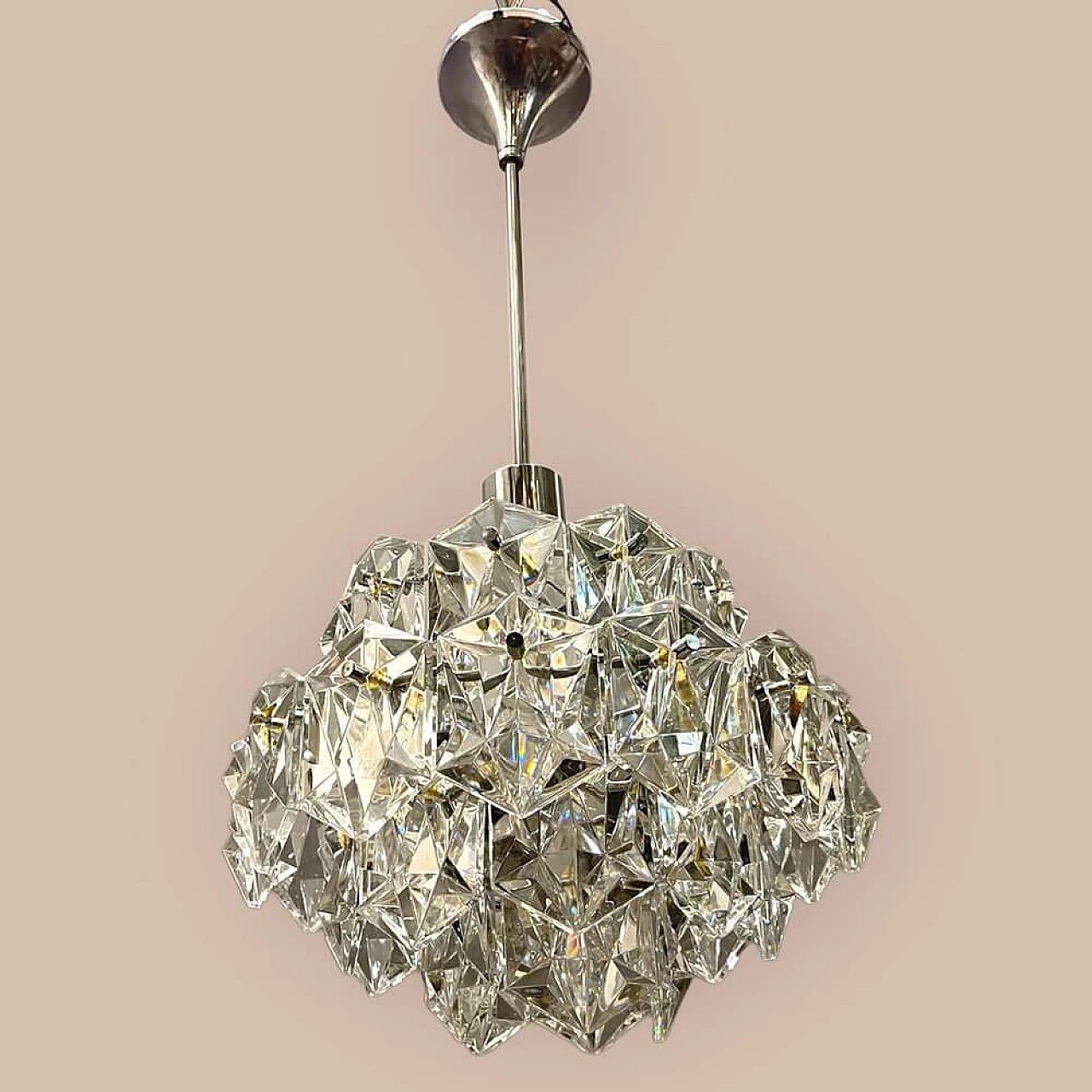 Pendant lamp in crystal by Kinkeldey, 1970s 1
